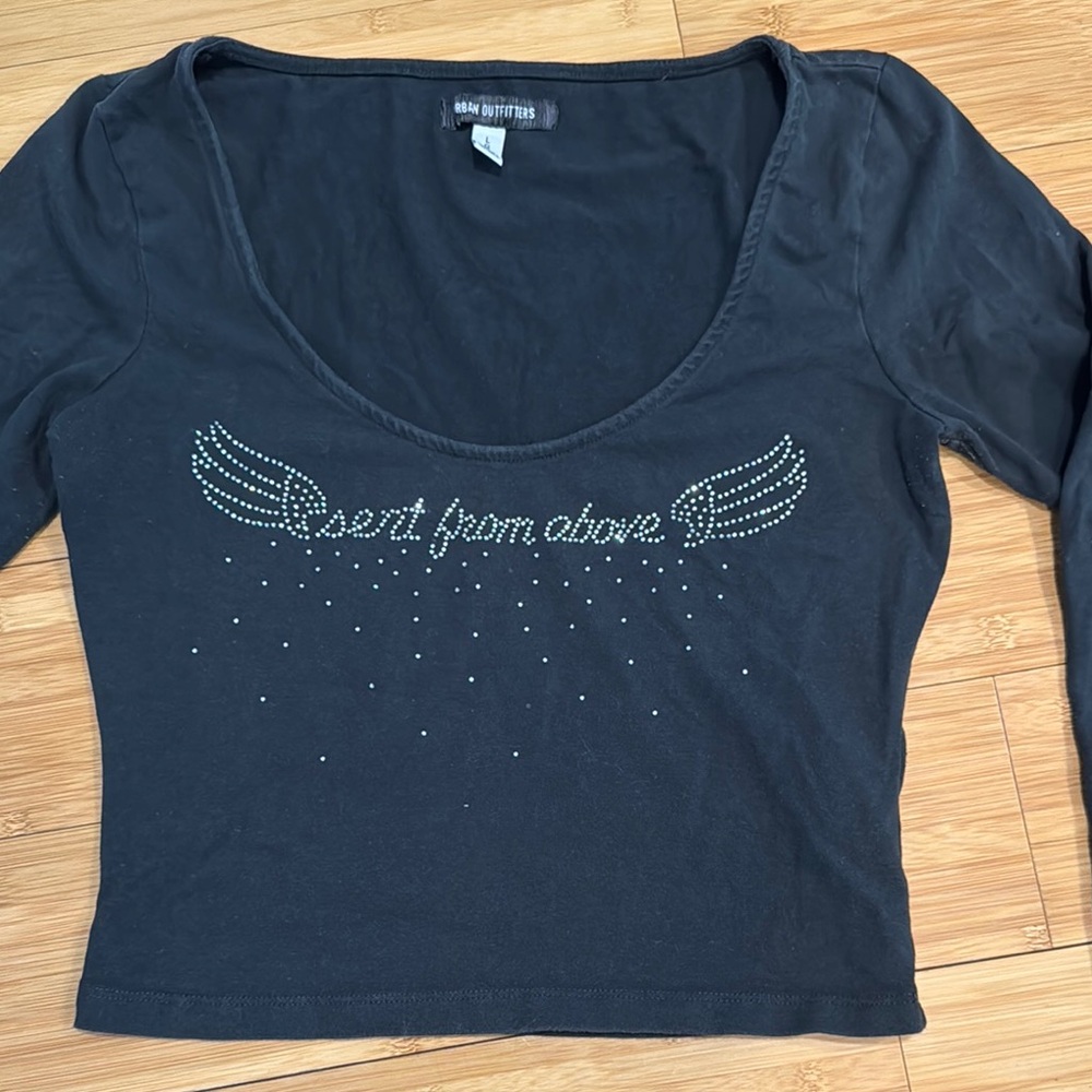 Urban Outfitters Black Long Sleeve Graphic Top